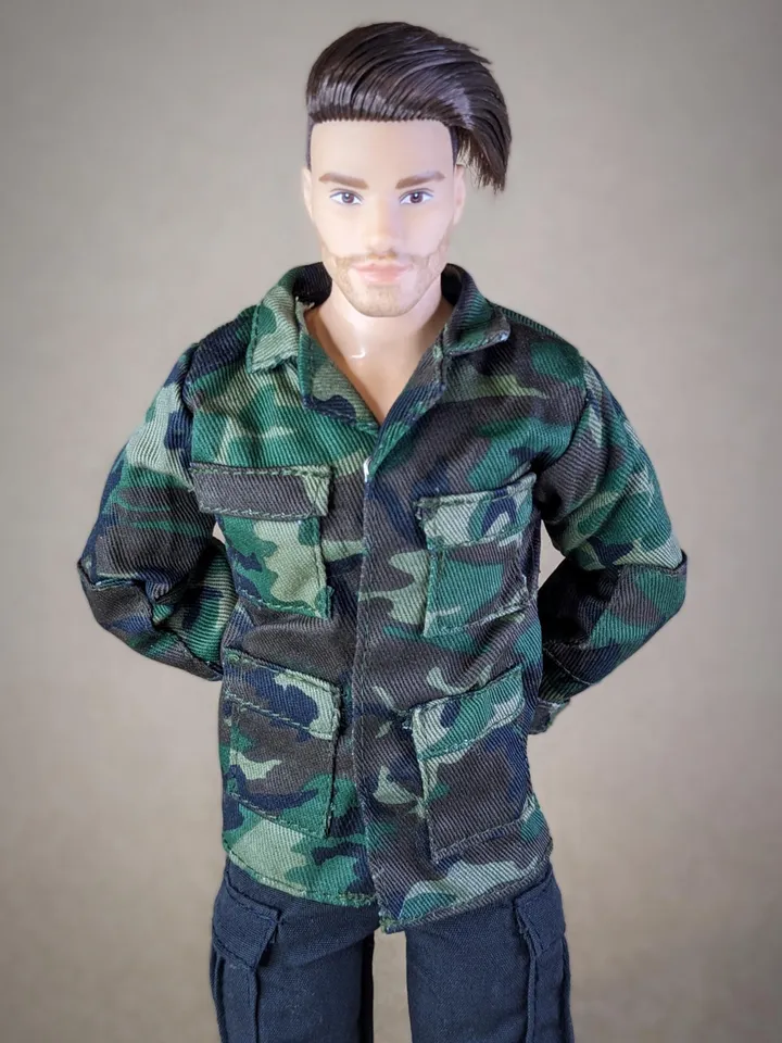Military-style camo jacket for 12-inch fashion male dolls