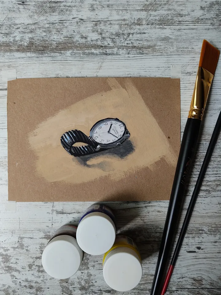Wrist Watches. Original gouache painting.