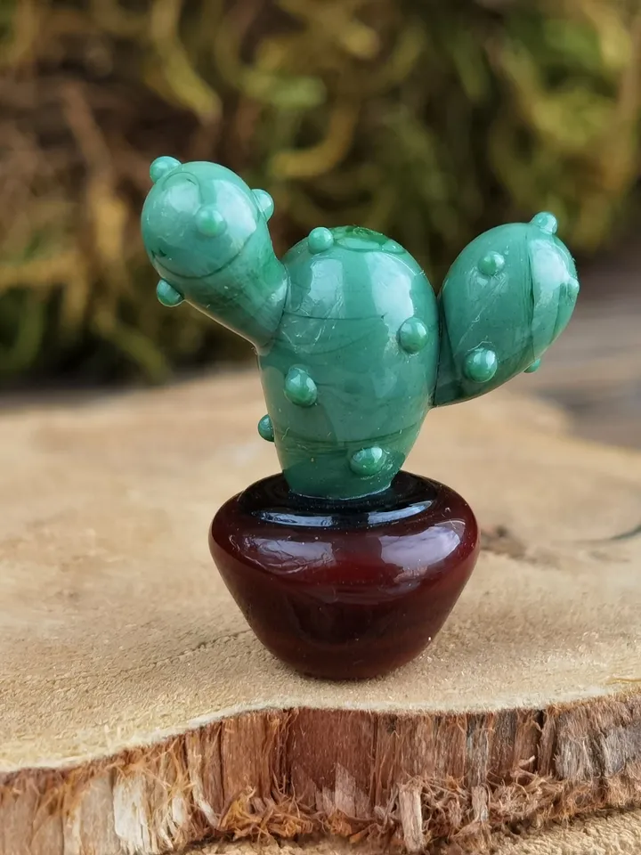 GLASS FIGURINES Cactus figurine Tiny cactus miniature cactus Blown glass art cactus ornaments Aquarium decor Cacti Succulent Dollhouse decor