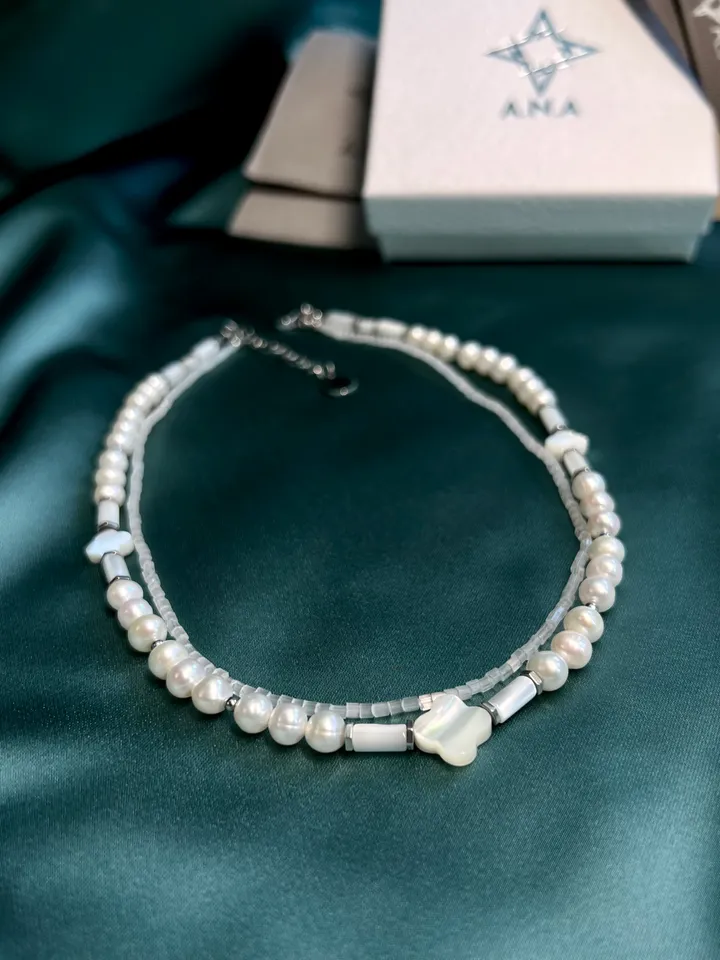 Natural Pearl Double Row Necklace LUCKY