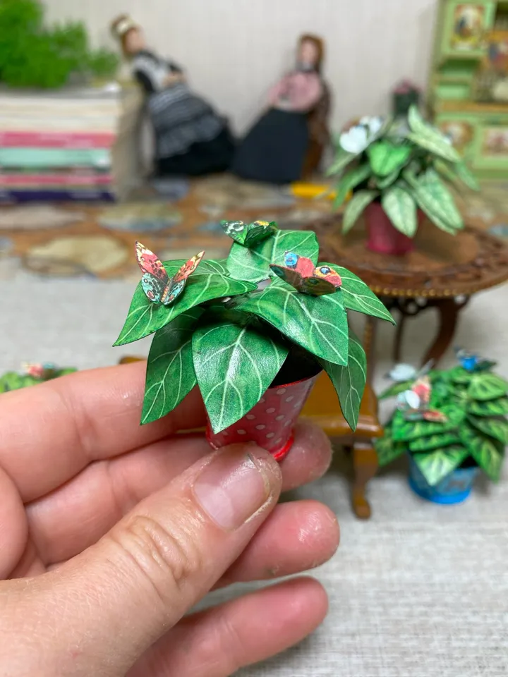 Tutorial. Flowers in a pot. 1:12. Dollhouse miniature. Flowers for a doll.