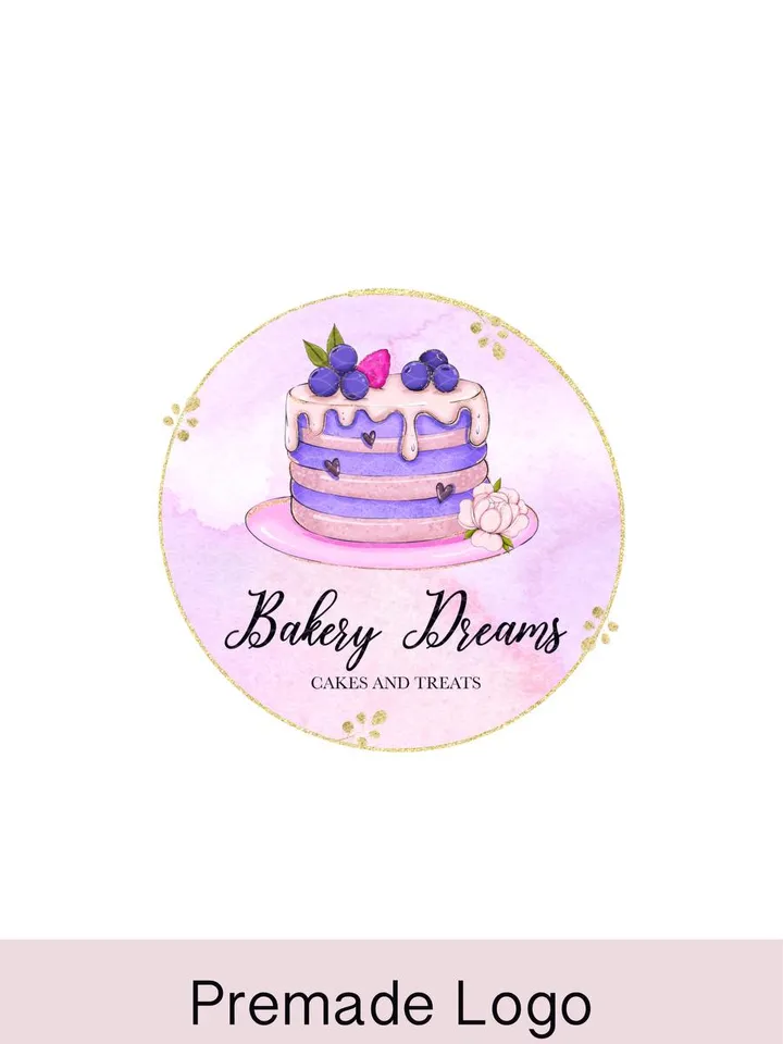 Beautiful Cake with Berries Premade Logo Design, Sweets Logo, Cake Designer Logo, Pastry Logo, Sugar Cake Logo, Baker Logo, Cupcake Logo