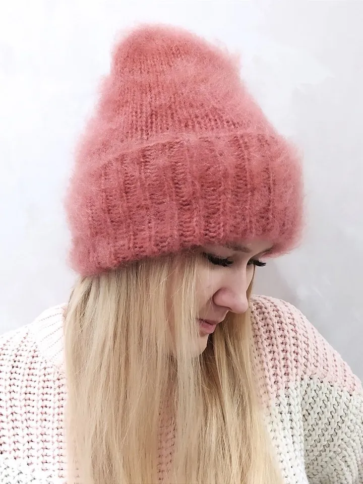 Fluffy pink womens hat