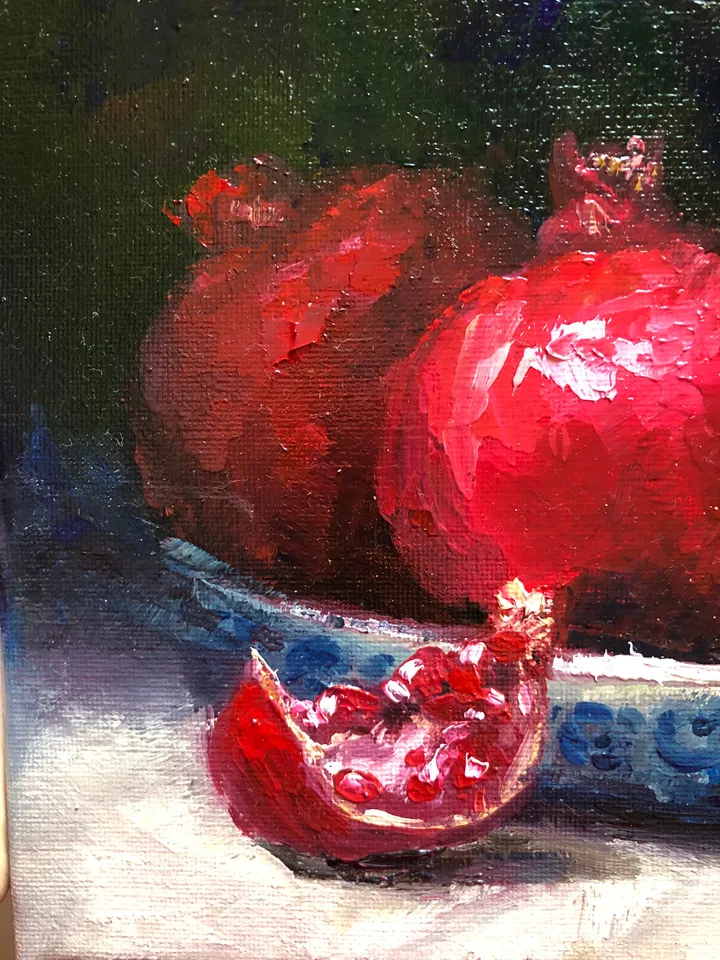 Fruits Painting Kitchen Still Life Original Oil Painting Pomegranate Art