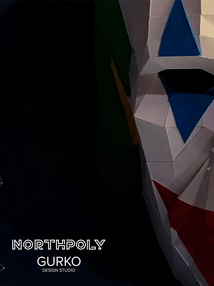 Clown Mask Papercraft, Digital Template, PDF Download, Gurko, 3D Low Poly Animal Mask, DIY Origami, Pepakura, Paper Mask, DIY Costume