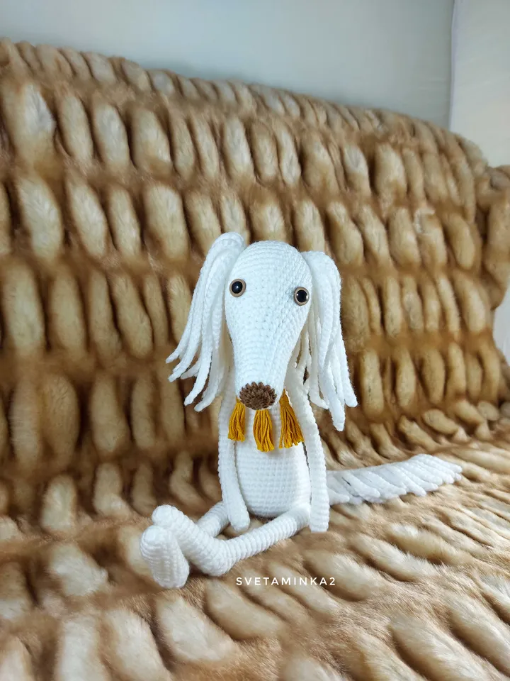 Saluki Crochet Dog Pattern Amigurumi Persian Greyhound Arabian Hound. Digital Download. PDF.
