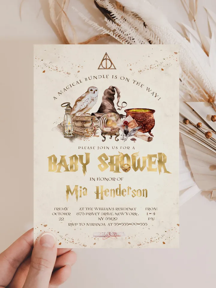 DIY Wizarding World Baby Shower iNVITATION; Magic School Baby Shower Template; School of Wizard Baby Shower invitation template; wh1