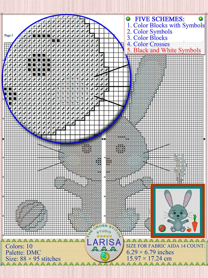 Rabbit Cross Stitch Pattern | Irresistible Rabbit Cub Chart
