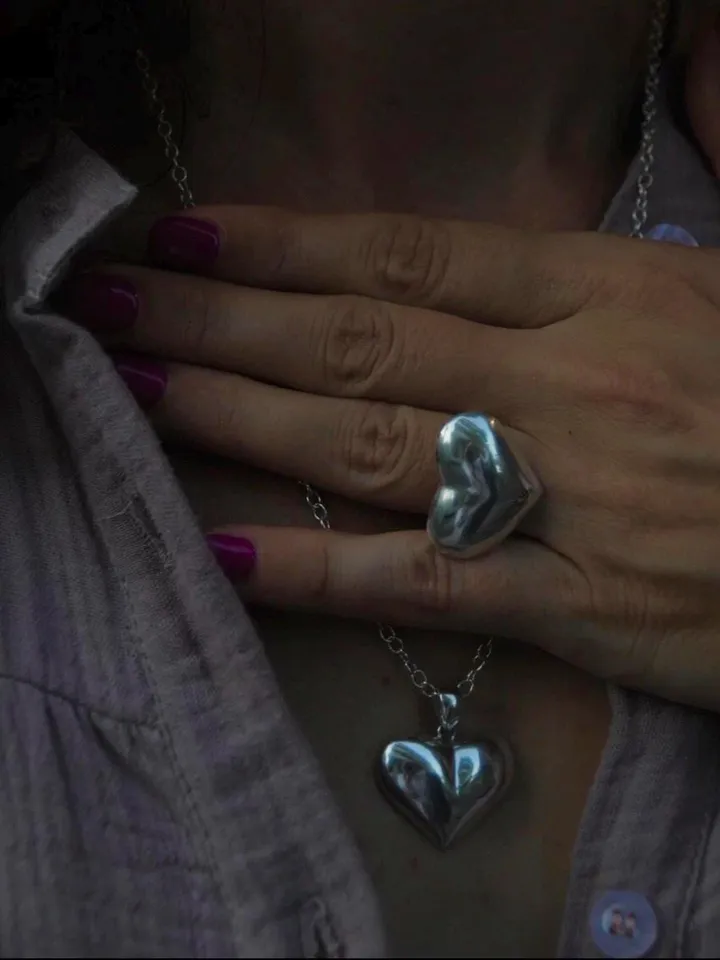 Sterling silver big heart shaped handmade ring /silver jewellery/ handmade jewelry / statement ring /minimalist ring