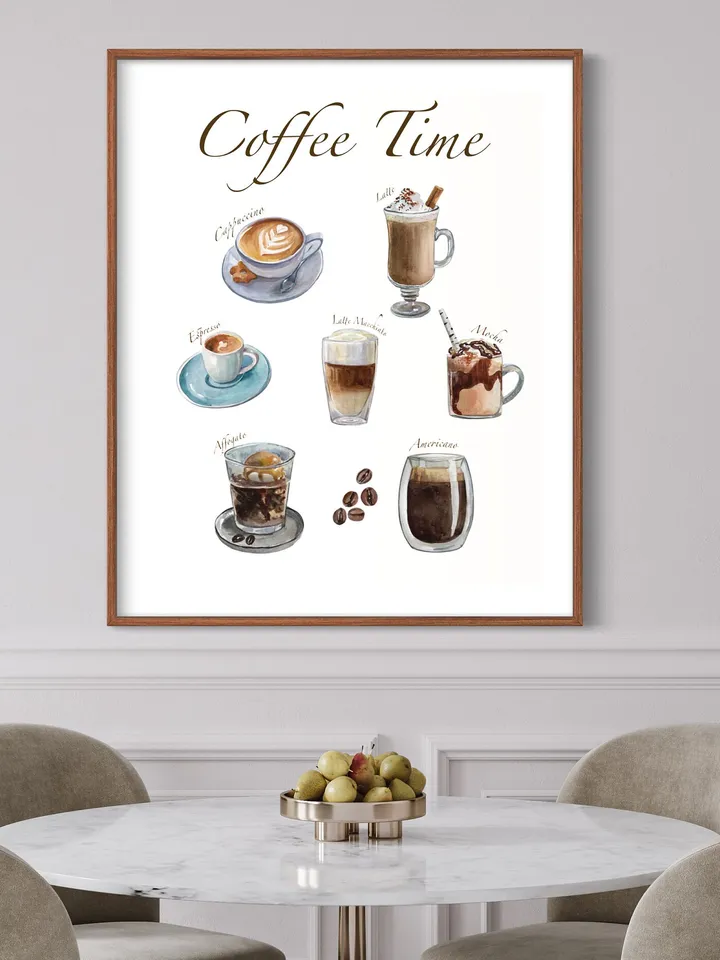 Coffee Watercolor Painting Print, Minimal Boho Coffee, Coffee Lover Gift, Modern Coffee Poster, Kitchen Print, Enjoy Coffee Print,Cup
