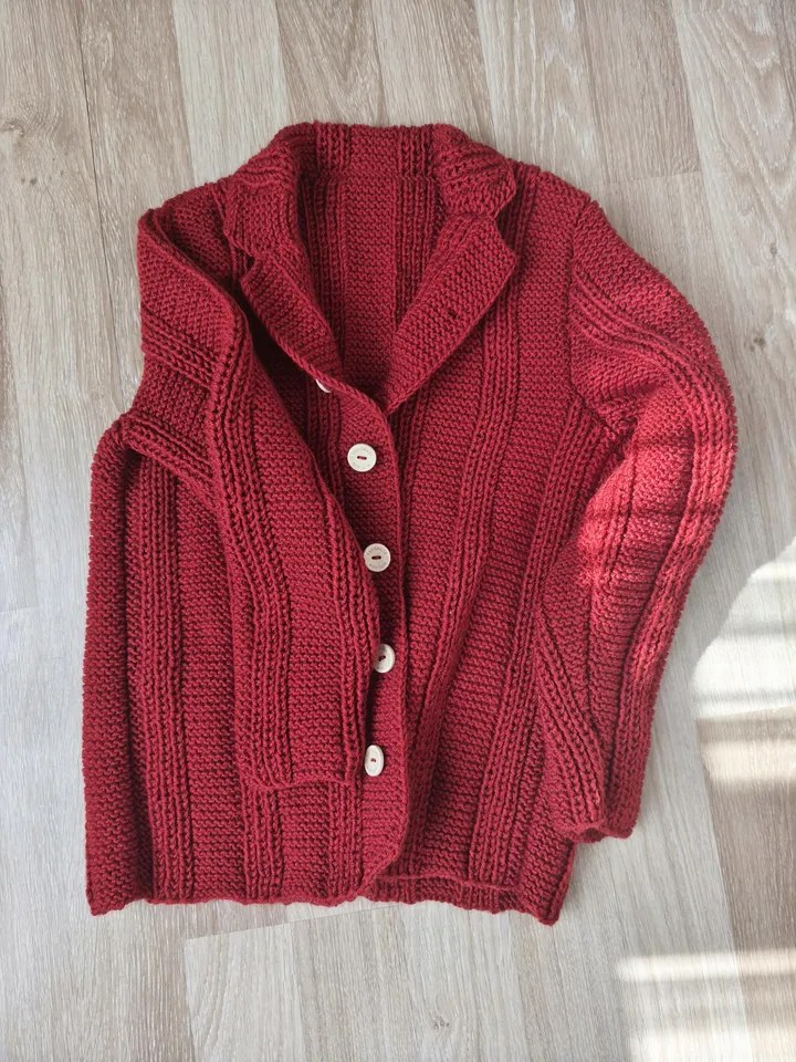 Handmade Knit Man Cardigan - Cozy Wool Blend Jumper