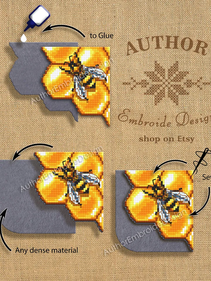 Honeycomb Corner bookmark cross stitch pattern PDF download Honey bee cross stitch chart, Bee bookmark pattern digital PDF, Bee gifts #B325