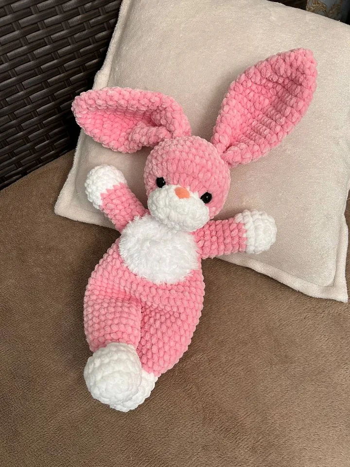 Crochet bunny snuggler Handmade toy for kids Cuddle toy