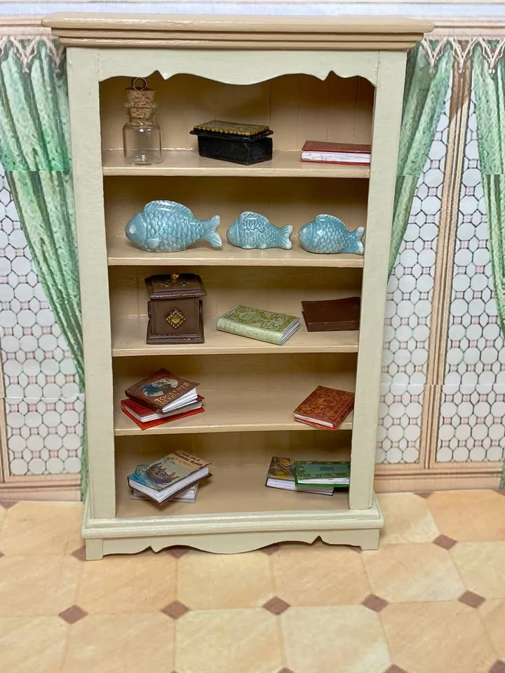 Bookcase for a doll. miniature dollhouse. 1:12. Furniture for dolls.