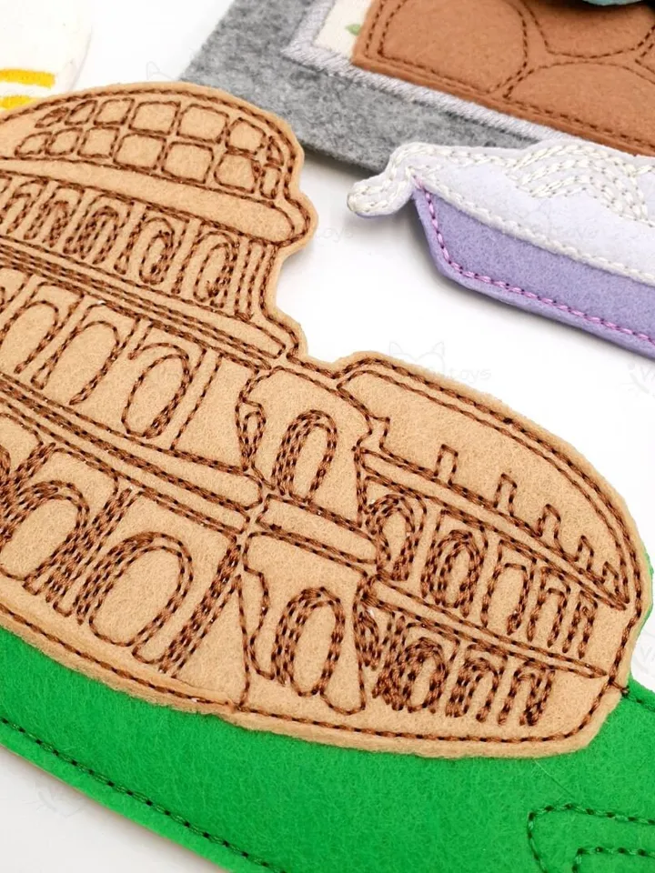 Italy Quiet Book Page & Finger Puppets ITH Embroidery Design, Italian Landmarks Felt Play Set, Educational Toy, Digital Download