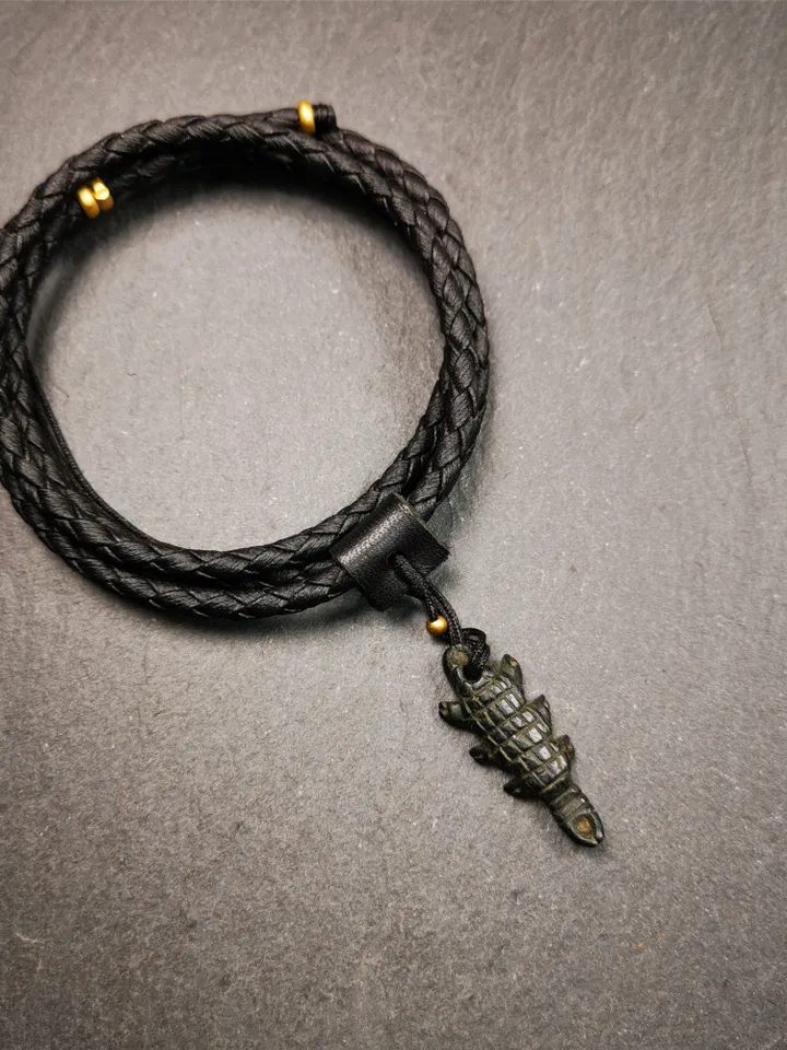 Gandhanra Handmade Tibetan Amulet,Obsidian Carved Scorpion Guru of Padmasambhava Pendant,1.3"