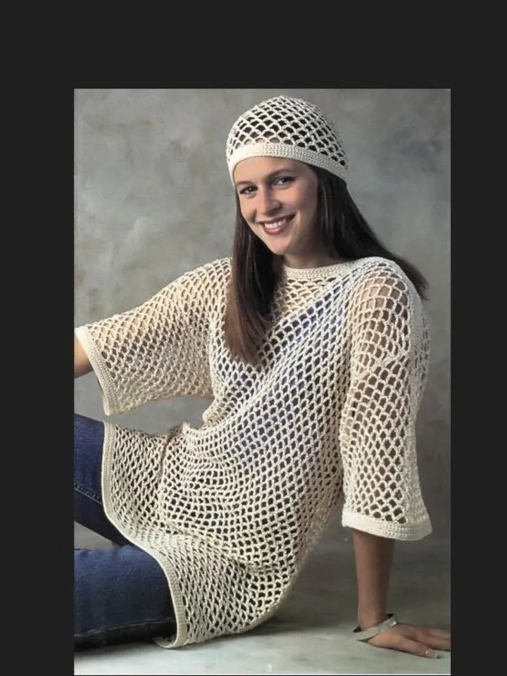 Mesh sweater crochet pattern, cover up crochet pattern, mesh tunic crochet pattern pdf
