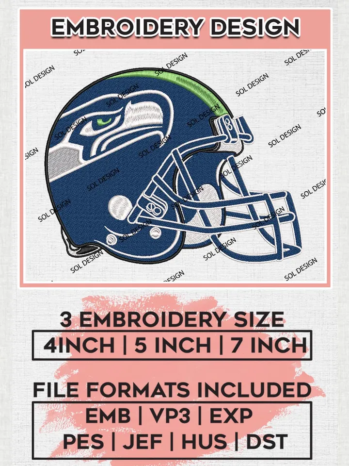 Seattle Seahawks Helmet Embroidery Designs, NFL Seahawks Embroidery Designs, NFL Embroidery Designs, NFL Seattle Seahawks Machine Embroidery Design, Digital Download