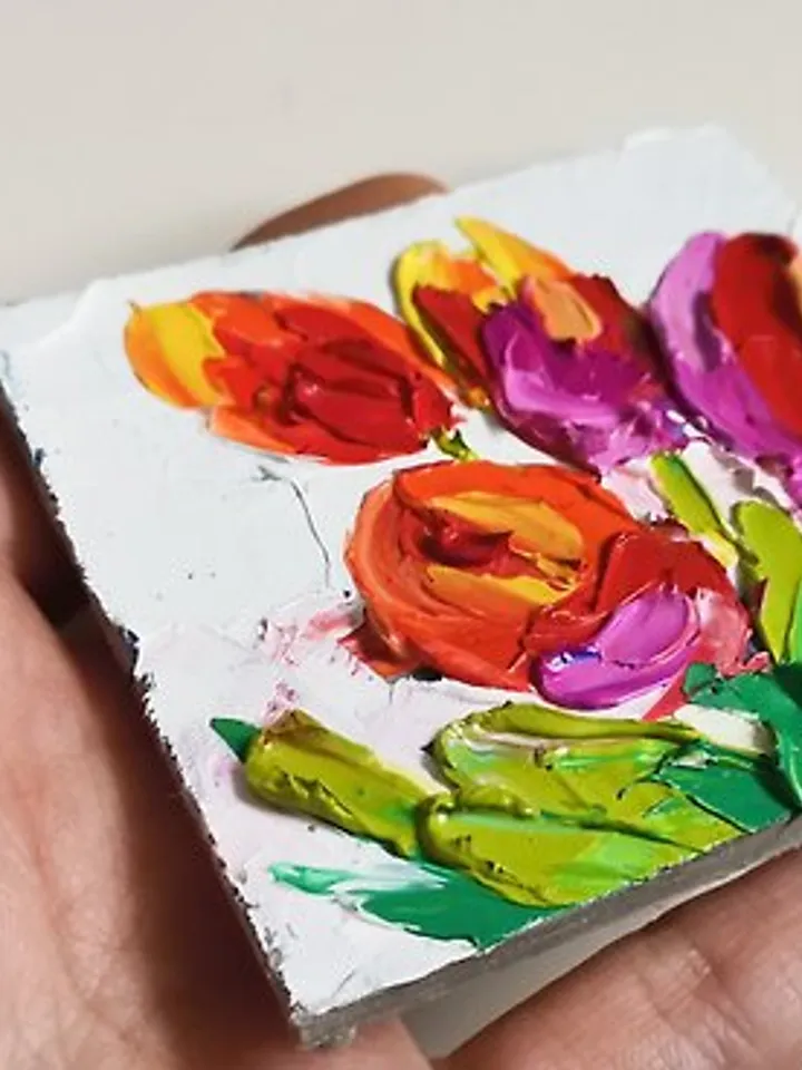 花卉绘画 手工油畫 Painting 油畫 Floral Original Art Small Oil Painting Flower Verafe
