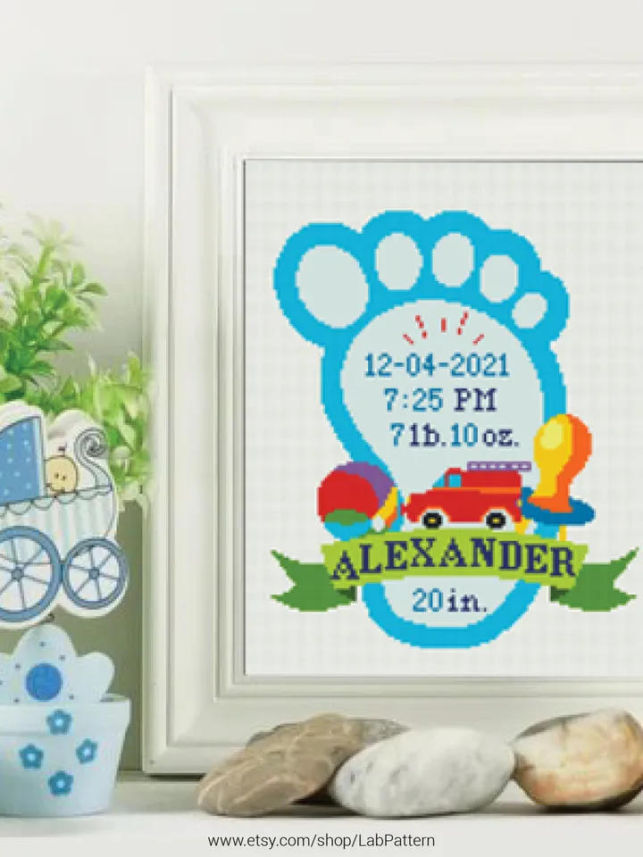 Baby Shower Boy and Alphabet Cross stitch pattern | Embroidery Pattern | Instant Download | Embroidery Desings