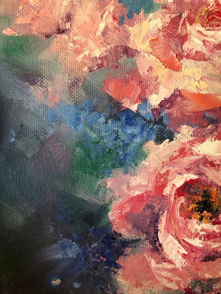 Original Oil Painting Peony Flowers Painting Abstract Flowers Wall art