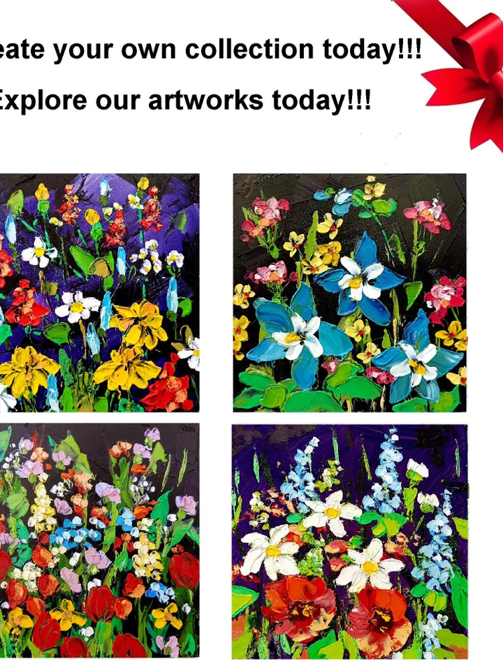 Colorado Meadow Flowers Impasto Original Painting Textured Floral Original Oil Art Botanical Wall Decor Gifts for Her by ArtProkopaloSv
