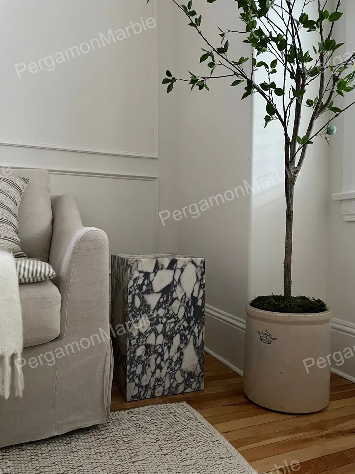 Calacatta viola Marble cube table marble cube coffee table nightstand or side table, handmade