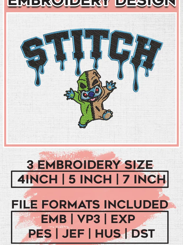 Spooky Stitch x Oogie Boogie Drop Name Embroidery designs, Nightmare Before Christmas Machine embroidery designs, Halloween embroidery files, Machine Embroidery Digitized Pes Files, Digital Download
