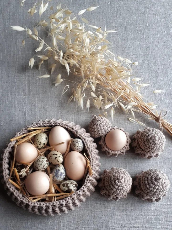 CROCHET PATTERN Crochet basket pattern Easter DIY crochet basket Round kitchen basket Crochet kitchen set pattern Easter egg crochet pattern