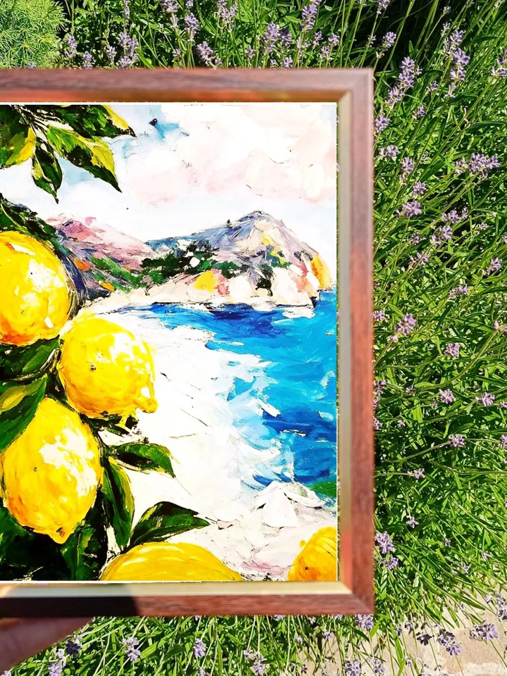 Lemon Tree Painting Courtyard Original Art Impasto Oil Painting Italian Landscape mall Art Unique Original Oil Painting Modern Art 7x5