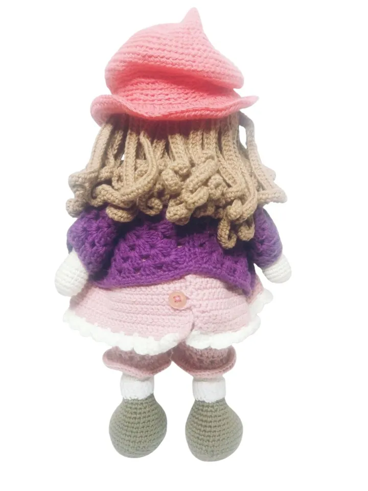 Martine Articulated Crochet Doll – 33 cm Handmade Amigurumi – Sewn Dress & Removable Hat – Cotton Yarn – Collectible Gift – Peru