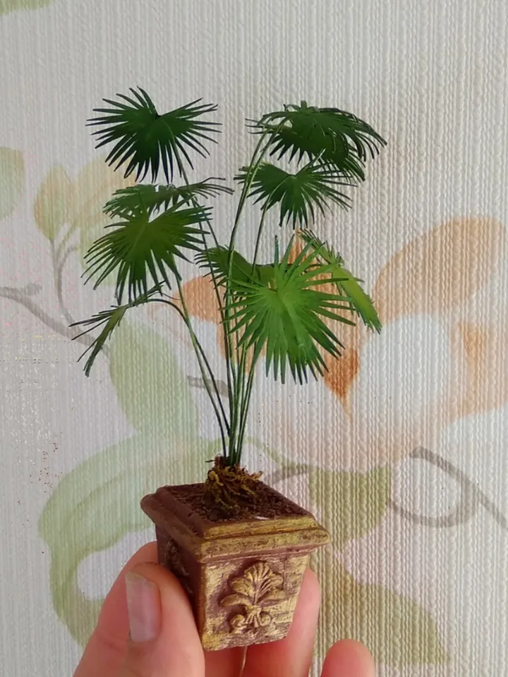 Palm tree in a pot.Miniature Dollhouse.1:12 scale.