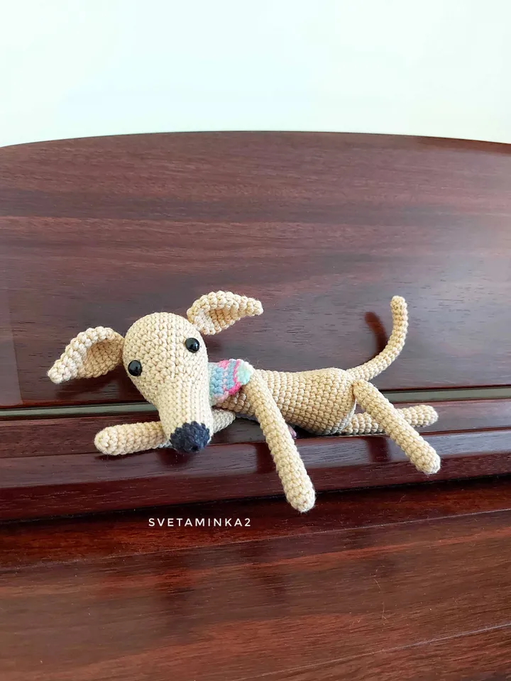 Dog Crochet Pattern Greyhound, Whippet, Italian Greyhound, Galgo, Sighthound, Lurcher. Amigurumi Dog Pattern. Digital Download. PDF.