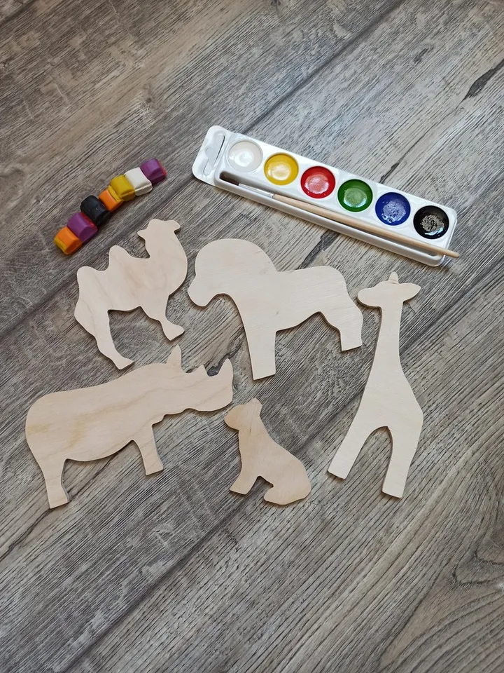 animal figurines for painting,kids craf kit ,set Wooden Shape For Craft