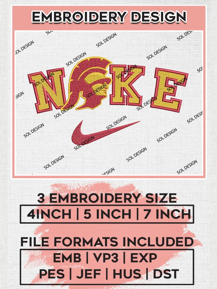 Nike USC Trojans Machine Embroidery Design, NCAA USC Trojans Embroidery Design Design files, NCAA Embroidery Designs, NCAA Machine Embroidery Designs, Digital Download