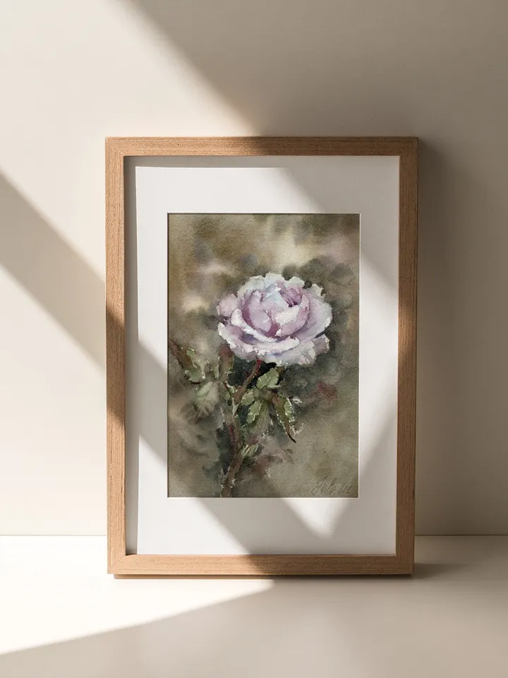 Original painting of rose Watercolor flowers by Yulia Evsyukova