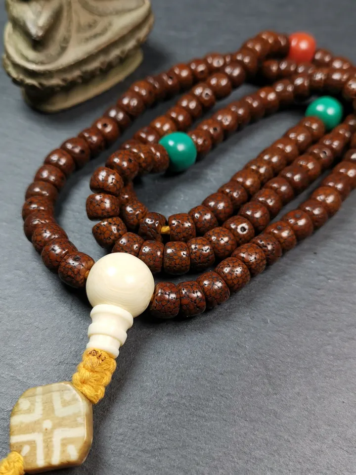 Gandhanra Old Tibetan Mala, 108 Lotus Seed Prayer Beads Necklace,30"