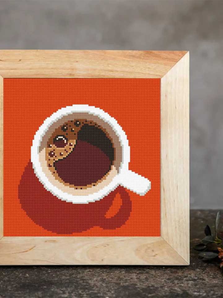 Coffee cross stitch pattern PDF download Kitchen cross stitch chart, Small coffee cup beginner embroidery PDF, Funny Coffee home decor #F15