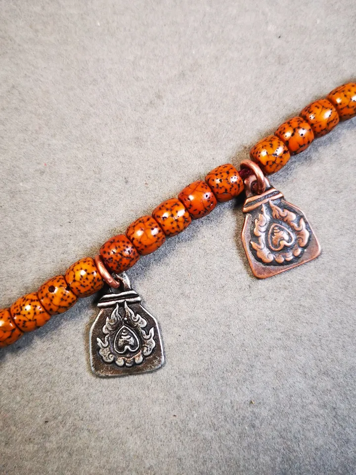 Gandhanra Handmade Mala Counter, Fire Flame Pendant, Prayer Beads Accessories,Made of brass
