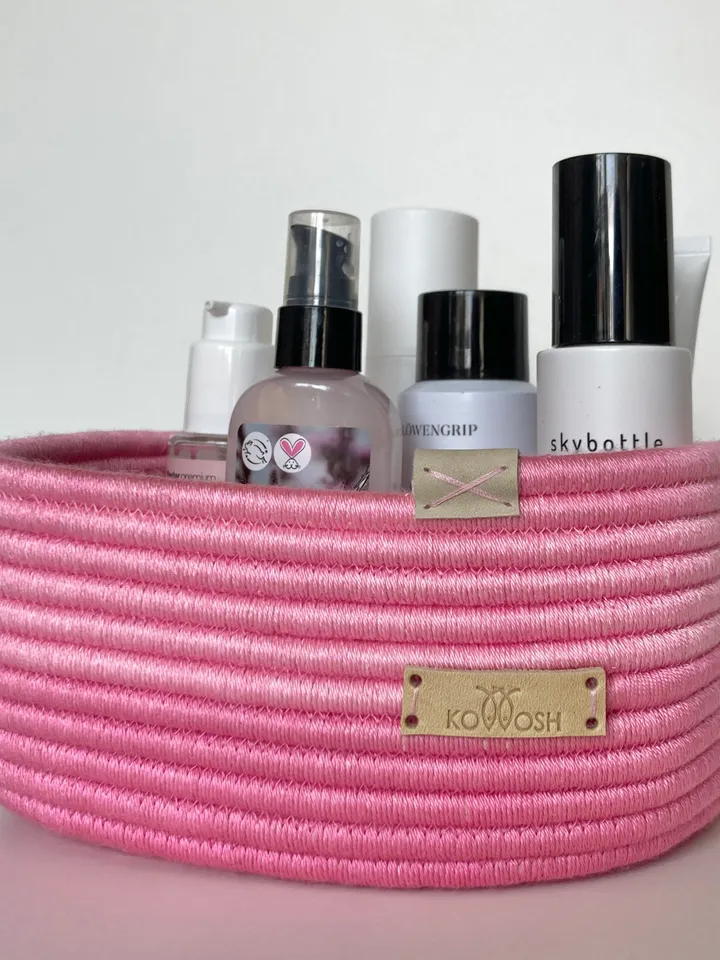Soft pink storage basket 3.5'' x 7.5'' Square basket