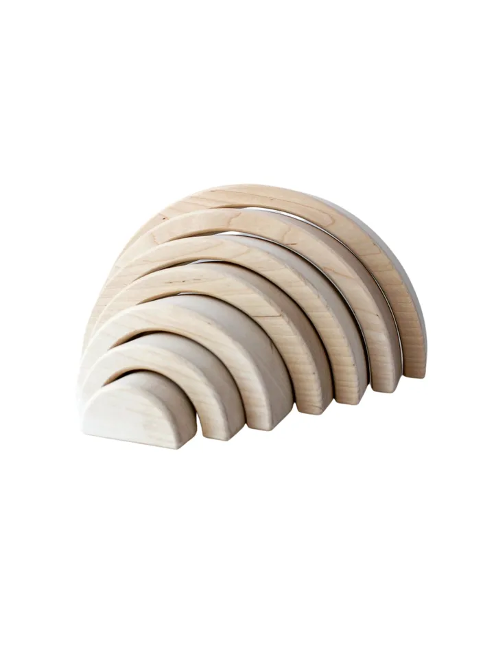 Wooden rainbow stacker toy - educational waldorf large eco toy for toddler