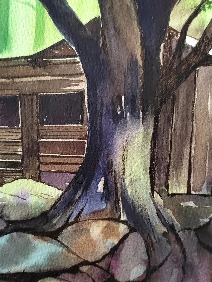 Original Watercolor Painting Forest Landscape Art Fairy Place Artwork 30x40 cm by SoftWaves