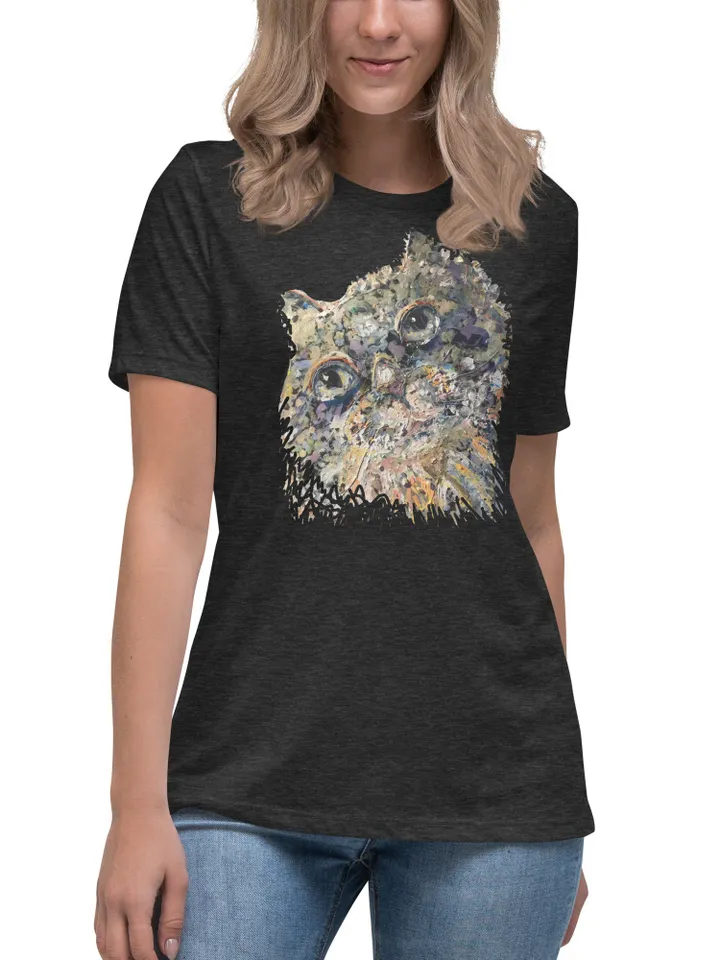 Dreamy cat Women's Relaxed T-Shirt,designer cat t shirts,cat wearable gifts,unique handmade shirts,cat lovers gifts,women special wear gift