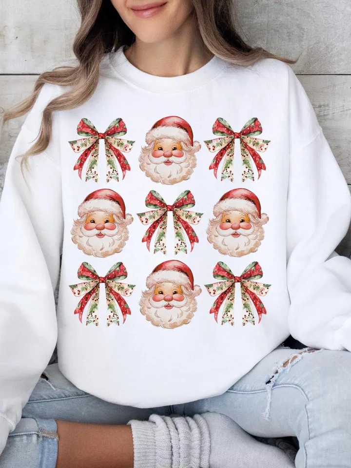 Coquette Christmas Png, Christmas Bow Png, Santa Png, Christmas Sublimation Design, Vintage Christmas Png, Retro Christmas Png, Coquette Png