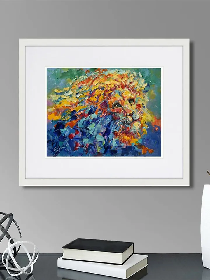 Lion Painting Wild Animal Original Art Oil Impasto 油畫原作 Wall Art Impressionism