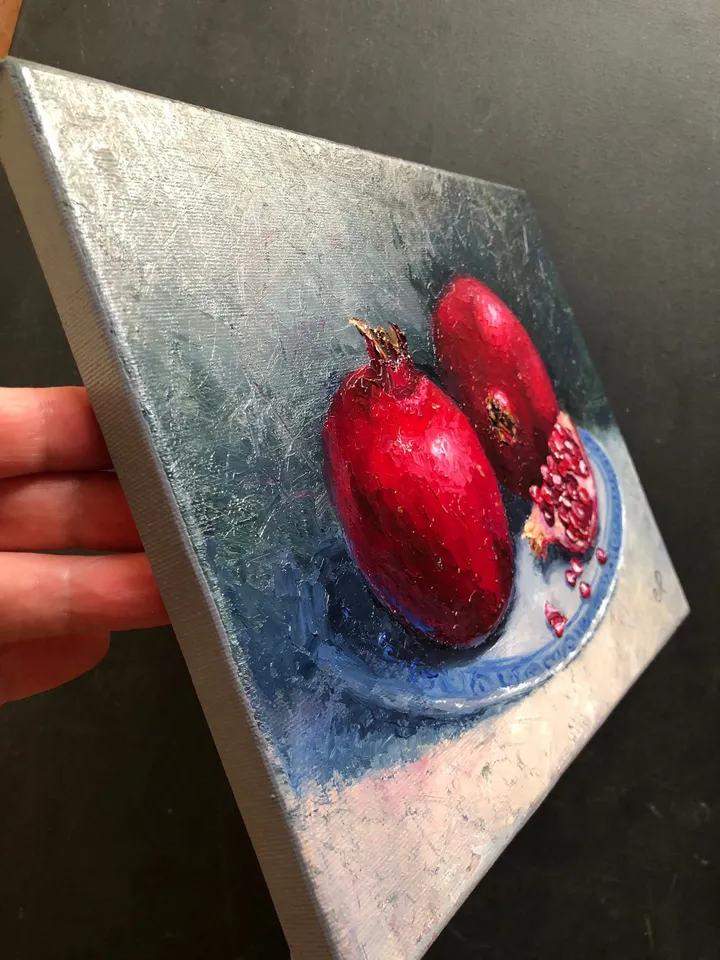 Fruits Painting Kitchen Still life Original Oil Painting Pomegranate Art