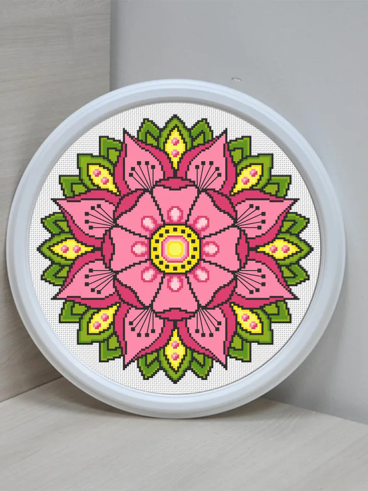 Flower mandala cross stitch pattern download PDF Floral mandala digital Flower xstitch chart Modern cross stitch Beginner stitch #M134