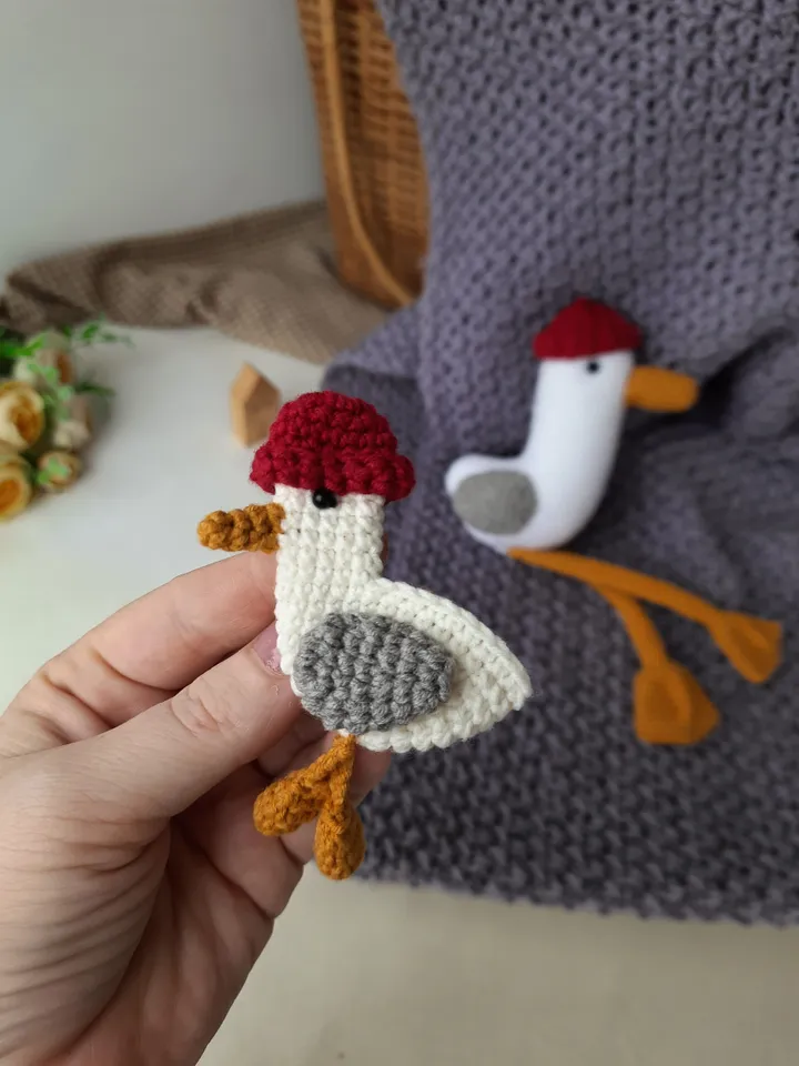 Gift set seagulls - stuffed toy and brooch. Plushe seagull toy. original miniature brooch seagull