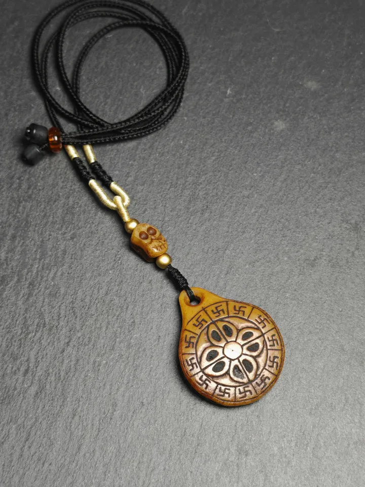 Authentic Mandala Kapala Pendant,Gandhanra Old Tibetan Buddhism Amulet,40mm × 32mm