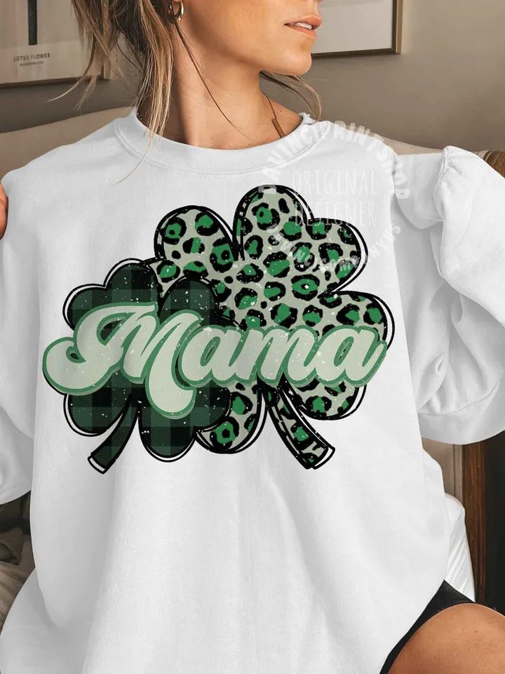 Mama St. Patrick's Day Png, Shamrock Png, Retro St. Patty's Day Png Design, Green Leopard, Clover Png, Mama png, Sublimation Design